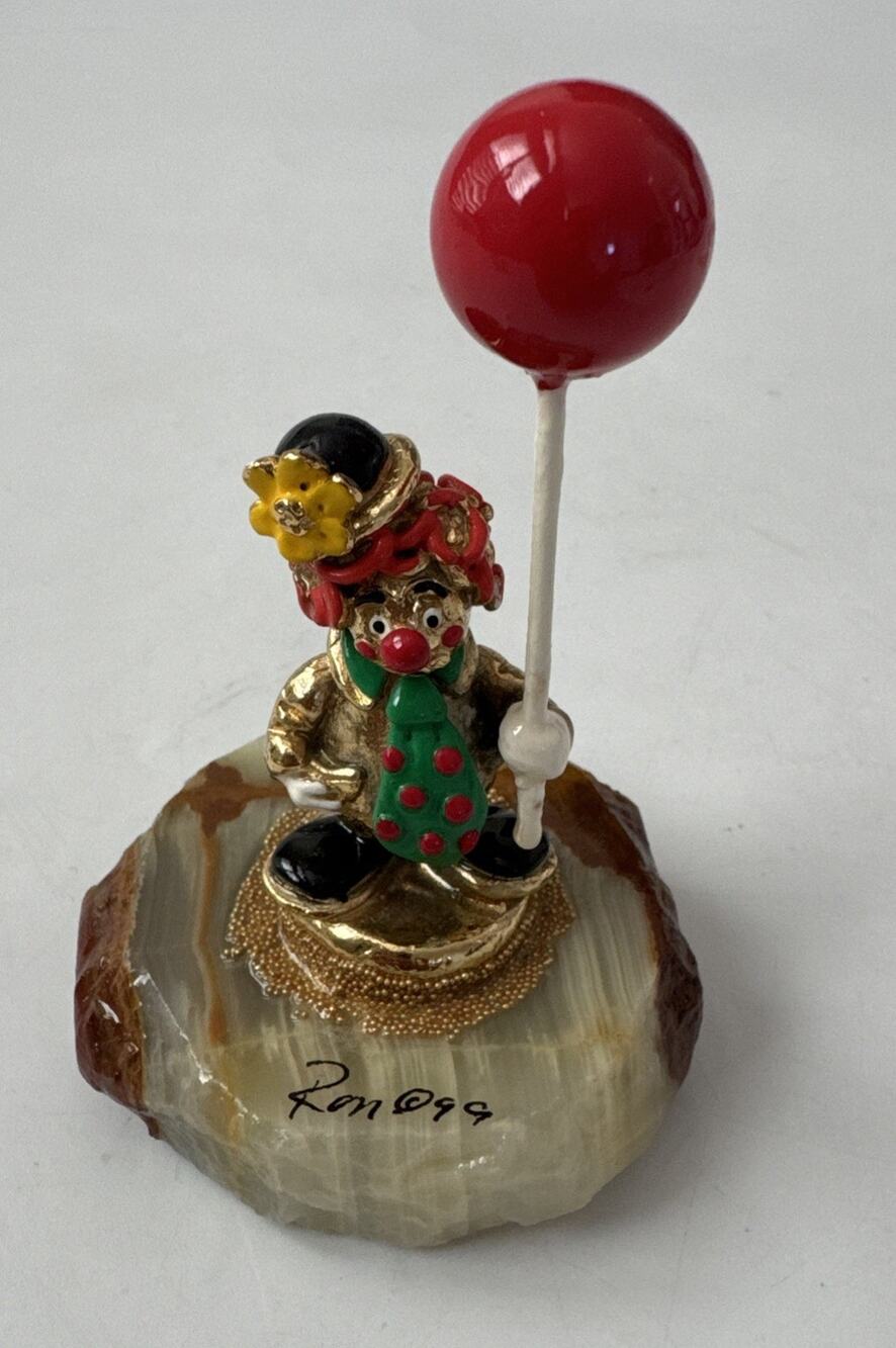 Vintage Ron Lee Clown Figurine Red Balloon Signed Collectible 45/3000 ONYX Base